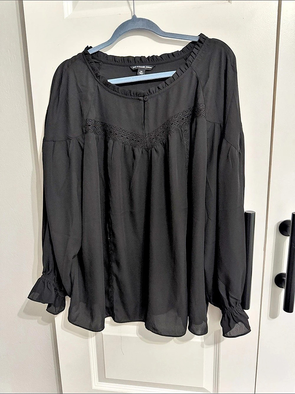 Zac & Rachel Black Lace Detail Blouse Size 3X